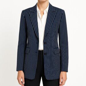MOUSSY‎ Vintage Striped Blazer Small Navy White Longline
